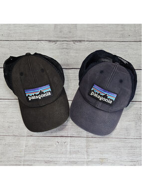 Patagonia ball cap bundle, snapback, mesh baseball hats, black and blue